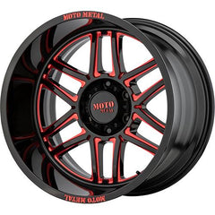 MOTO METAL WHEELS FOLSOM GLOSS BLACK MILLED W/ RED TINT