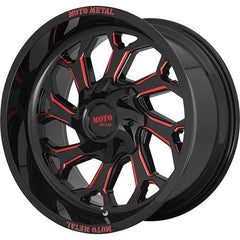 MOTO METAL WHEELS MO999 GLOSS BLACK MILLED W/ RED TINT